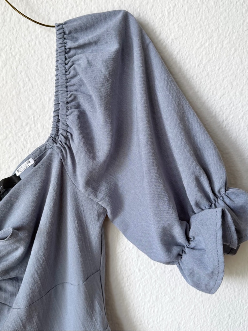 Lulus Women Dusty Blue Puff Sleeve Mini Dress Size S Small Boho Romantic Cottage - Picture 6 of 16